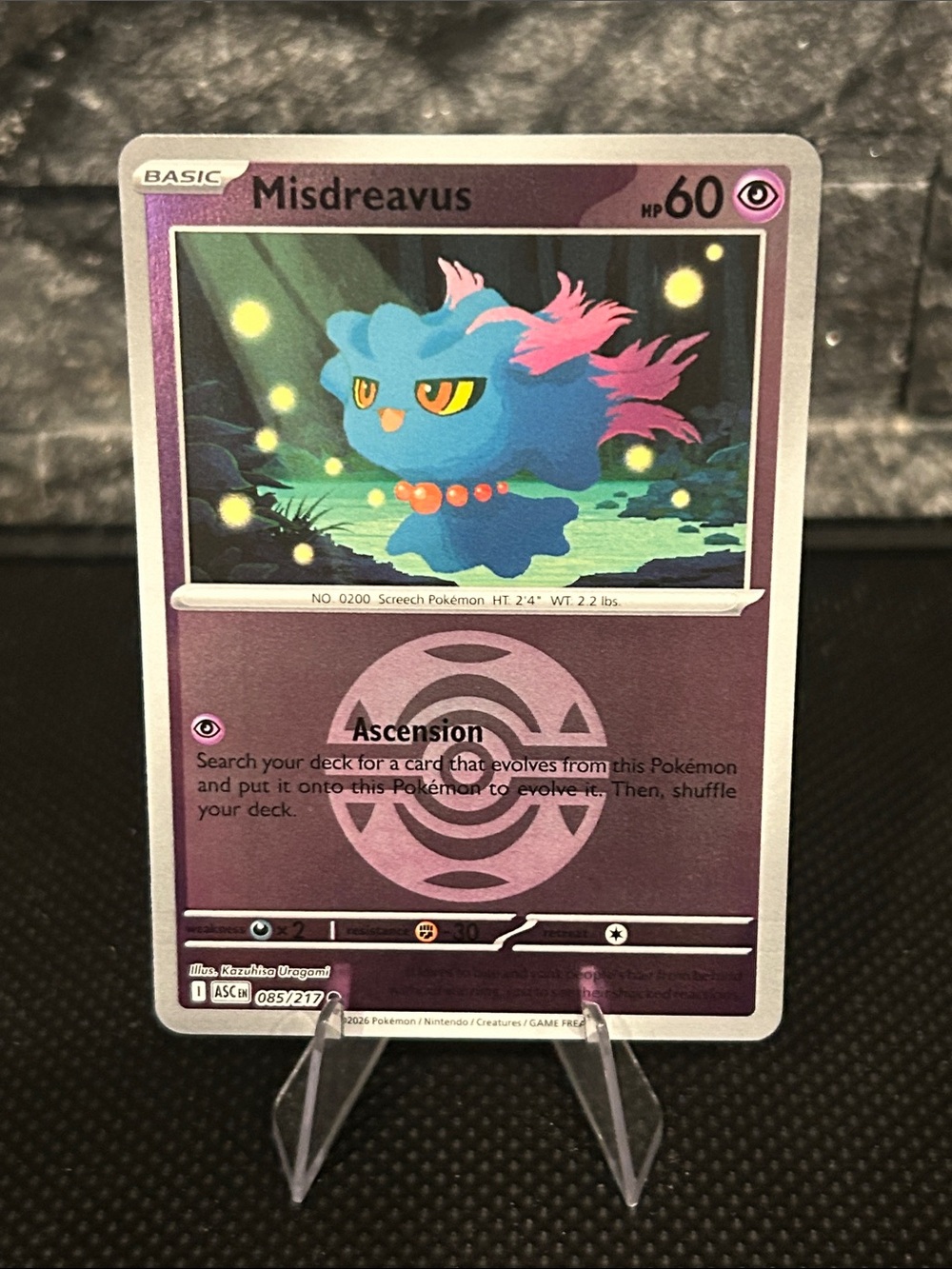 Pokemon Misdreavus 085/217 Reverse Holo Rare from Ascended Heroes Set M/NM
